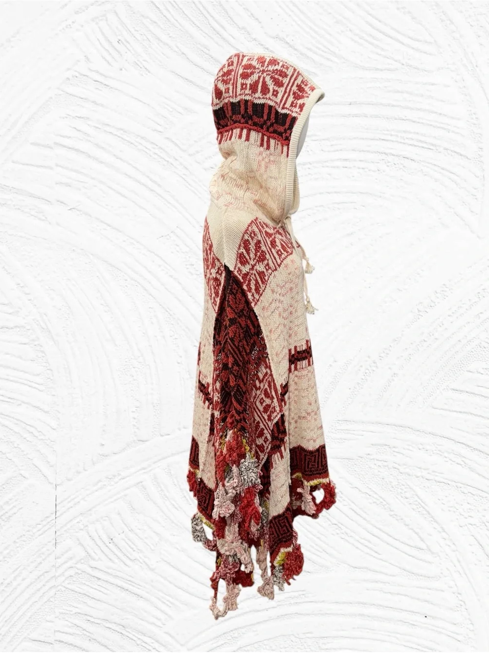 Free People Craft Poncho Gardenia Spice Hooded M/L Boho Grandma Crochet
